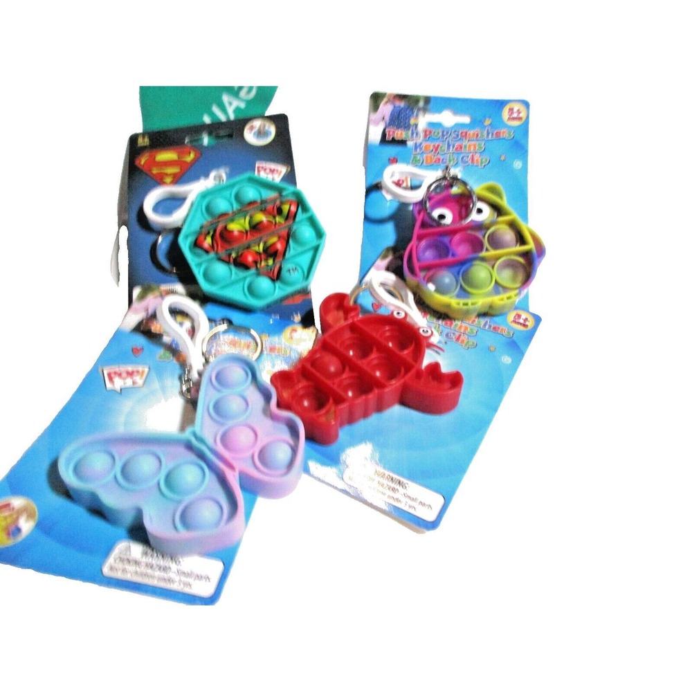 Lot of (4)‎ NEW Push Pop Sensory Fidget Toy Pop Bubble Stress Relief bag clips